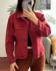 faconnable vintage red denim jacket size M women