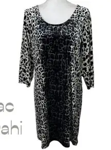 Isaac Mizrahi Animal Print Velvet Date Night Party Shift Dress NWOT Size M