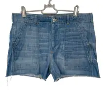 Hudson Jeans High Rise Button Fly Distressed Hem Denim Jean Shorts Size 28