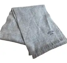 Courtelle Paris France Embroidered Fringe Scarf Neutral‎ Gray