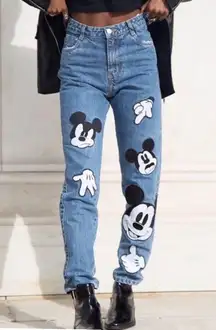 Zara Mickey Mouse patch Disney World Disneyland women's denim jeans pants size 6