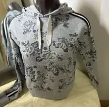 Calvin Klein Gray Floral Hoodie Sweater