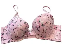 Lucky‎ Brand Women's Size 36 C Pink Floral T Shirt Push Up Bra