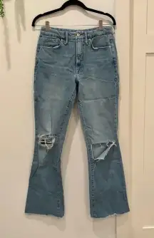 Good American Womens Denim High Rise Jeans Bootcut Distressed Size 8/29 RN151301