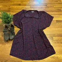 Prologue Women’s XXL Short Sleeve Blue Red Geometric Print Tunic Mini Dress