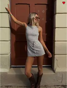 Yumiko Romper Brown Stripe