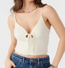 NWT O'Neill Yuliana Knit Cream Tie-Front Crop Top‎ Size Small