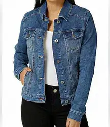 AVA & VIV Dark Medium Blue Classic Wash Cropped Denim Jean Jacket Size X