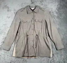 Davi & Dani Utility Jacket Womens M Gray Aztec Southwestern Back Shacket‎ Boho