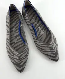 Rothy’s Womens The Point Gray Zebra Pointed Flats Shoes Size W6.5