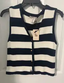 Blue and white striped sweater tank top 