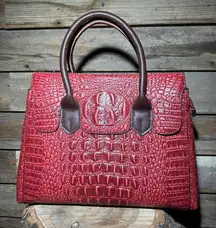 NWOT LiRenNiao Red Faux Croc Bag‎ with Matching Wallet
