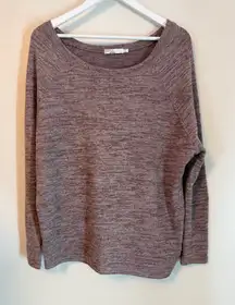 PrAna Geovine Gray Purple Scoop Neck Sweater Soft Cozy Basic Oversized Size Lg