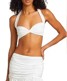 NWT! Norma Kamali Women's Bill Halter Bikini Top - Snow White Size L