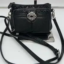 Brighton Vintage Small Crossbody Croc Embossed Wallet
