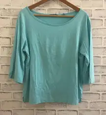 Tori Richard boat neck turquoise 3/4 sleeve shirt XL