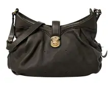 Louis Vuitton Purse Noir Black Leather Monogram Mahina Shoulder‎ Bag Luxury Hobo