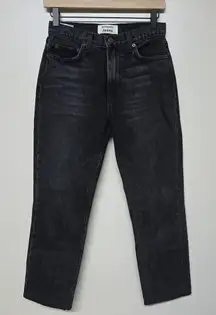 Reformation Julia Crop‎ High Cigarette Jeans Pacific Wash Black Denim Size 25
