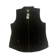 NEW Charter Club Women’s XL Black Velour Quilted Vest Zip Front
