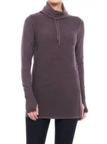 Artisan NY Ribbed Cowl Neck Long Line Hooded Sweater Large Plum Long Sleeve