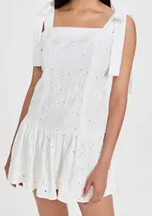 Agua Bendita Joaquina Dress Cream Eyelet Tie Strap‎ Mini Dress Medium