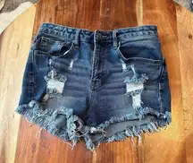 ZAFUL Size 6 Denim Shorts Dark Wash Cut Off Distressed