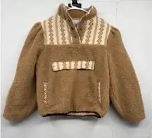 Driftwood Sherpa Fleece Pullover Aztec Print Women's XS