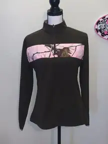 Realtree Habit brown camo fleece 1/4 zip pullover sweatshirt