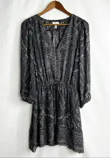 Joie  Bittern Paisley Print Silk Chiffon Blouson Mini Pullover Dress in Small