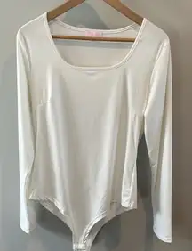 Pink Lily XL All I Know Square Neck Ivory Long Sleeve Bodysuit