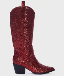 Dolls Kill Red Sparky Cowboy Boots