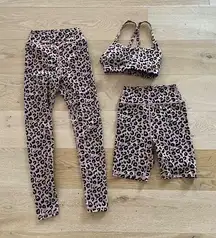 White Fox Active Safari Sports Bra, Bike Shorts and Leggings set in Leopard Prin