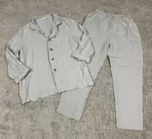 Simple & Opulence Pajamas Set Womens Small Medium Light Gray Linen Top Pants