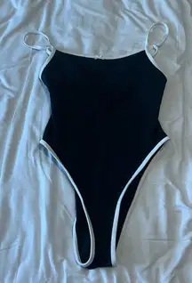Frankie's Bikinis Black One Piece with White Trim