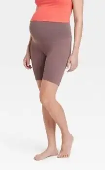 Seamless Ribbed Maternity Bike Shorts Ingrid & Isabel Brown Small Women’s