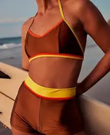 Free People x Atmosea Sunset Surf Halter Bikini Swim Top Size L
