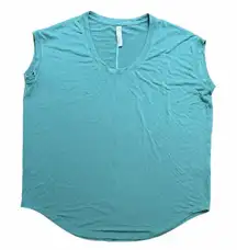 Athleta Womens Size Small Teal Blue-Green Top Sleeveless Stretch Athletic Shirt
