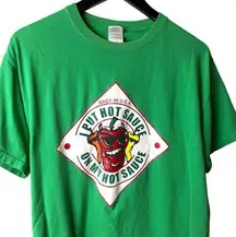 I Put Hot Sauce T Shirt Vintage Y2K Green Medium M Graphic Tee