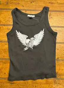 FULL TILT FITTED CROPPED TANK TOP SIZE Medium Heart Skull‎ Fire True Love