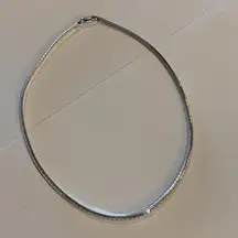 Sterling Silver Omega Chain Marked GM 925 Italy Necklace Lobster Clasp