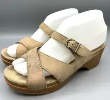 Dansko Women’s Sandals Wedge Strap‎ Buckle  Leather Size 38