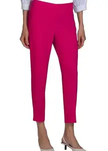 Les Copains Blue shocking pink cropped side zip trousers size IT 42