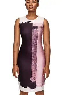 DKNY Paint Streak Color Block Sheath Dress in Dusty Mauve