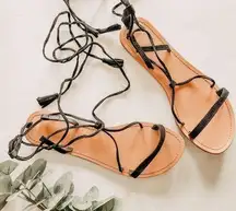 Lounge Black Tanaya Wrap Sandals. Size 8.5