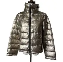 Anorak duck down gold puffy jacket coat quilted Packable Water resistant Size XS