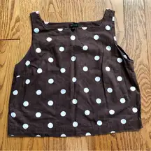 Ann Taylor Dotted Polka Dots Linen Blend Brown White Tank Top Women’s Size S