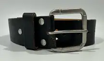 Y2K Women’s Old Navy Black Leather Silver Buckle Belt Medium
