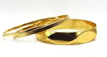 Three Piece Gold Tone Textured Bangle Bracelet