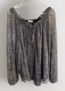 Buddy Love Long Sleeve Very‎ Sparkly Blouse Pretty Lightweight Sheer Size Large