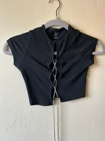 Cropped top with crystal tie front